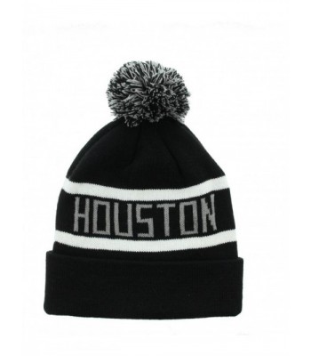 Milani Winter Texas Houston Thick Pom Beanie with Cuff Skull Cap Hat - Black White - C311PZ7H41X