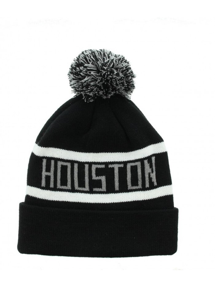 Milani Winter Texas Houston Thick Pom Beanie with Cuff Skull Cap Hat - Black White - C311PZ7H41X