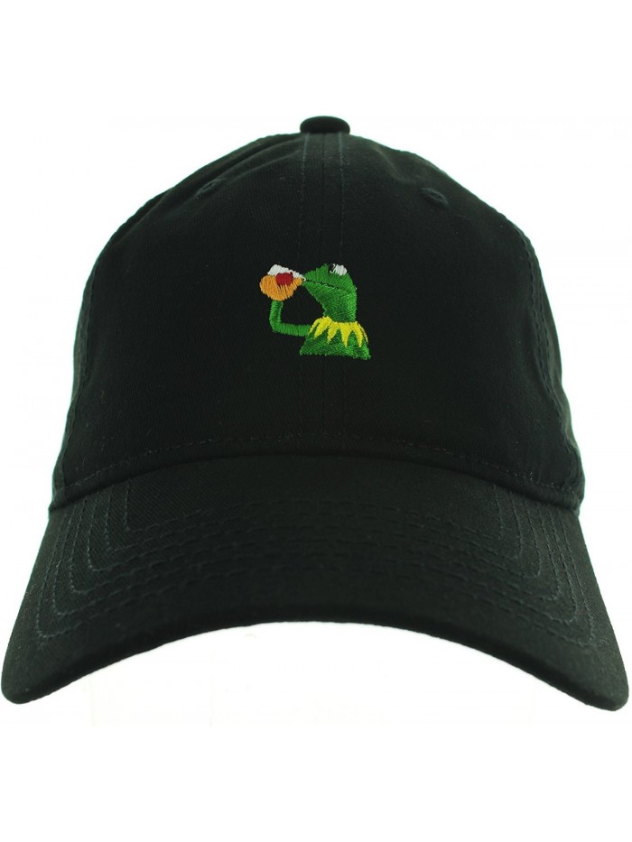 Kermit the frog hat Sipping Tea Embroidered Baseball Cap - Black - CY17WUTZR52