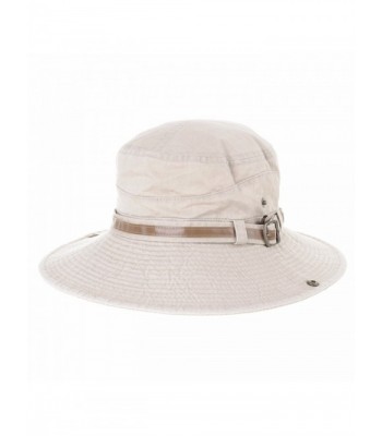 WITHMOONS boonie Bush Hat Wide Brim Faux Leather Band Side Snap DW8340 - Beige - CH12HS7EZR3