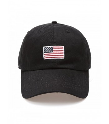 MIRMARU USA American Flag Embroidered 100% Cotton Adjustable Strap Baseball Cap Hat - Flag - Black - CL1822UONI9