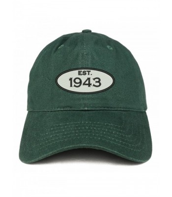Trendy Apparel Shop Established 1943 Embroidered 75th Birthday Gift Soft Crown Cotton Cap - Hunter - C6180L0499U