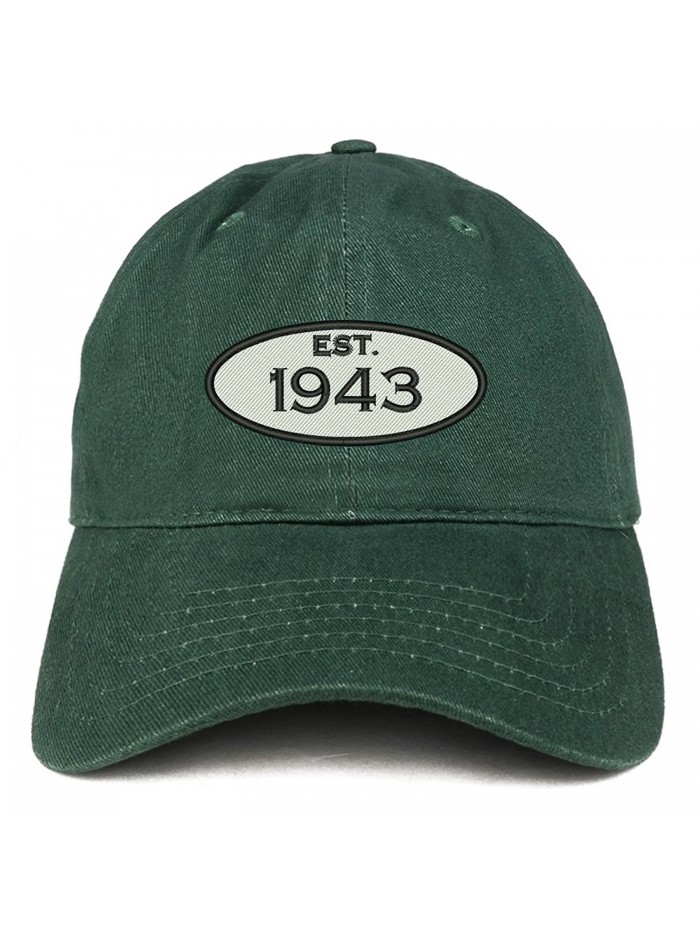 Trendy Apparel Shop Established 1943 Embroidered 75th Birthday Gift Soft Crown Cotton Cap - Hunter - C6180L0499U