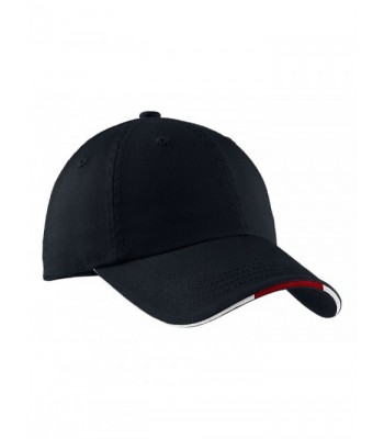 Port Authority Men's Sandwich Bill Cap with Striped Closure - Classic Navy/Red/White - C011459PTEB