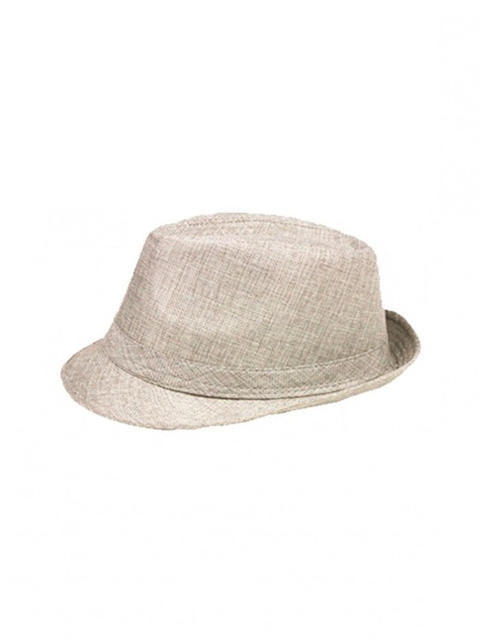 WonderfulDress Adult Short Brim Fashion Fedora Hat - Heather Light Grey - C212BWHVTSD