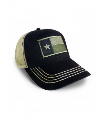 Strange Cargo Tees Texas Flag Olive Drab Black Solid Baseball Cap Hat Adjustable - CQ183K7NKQY