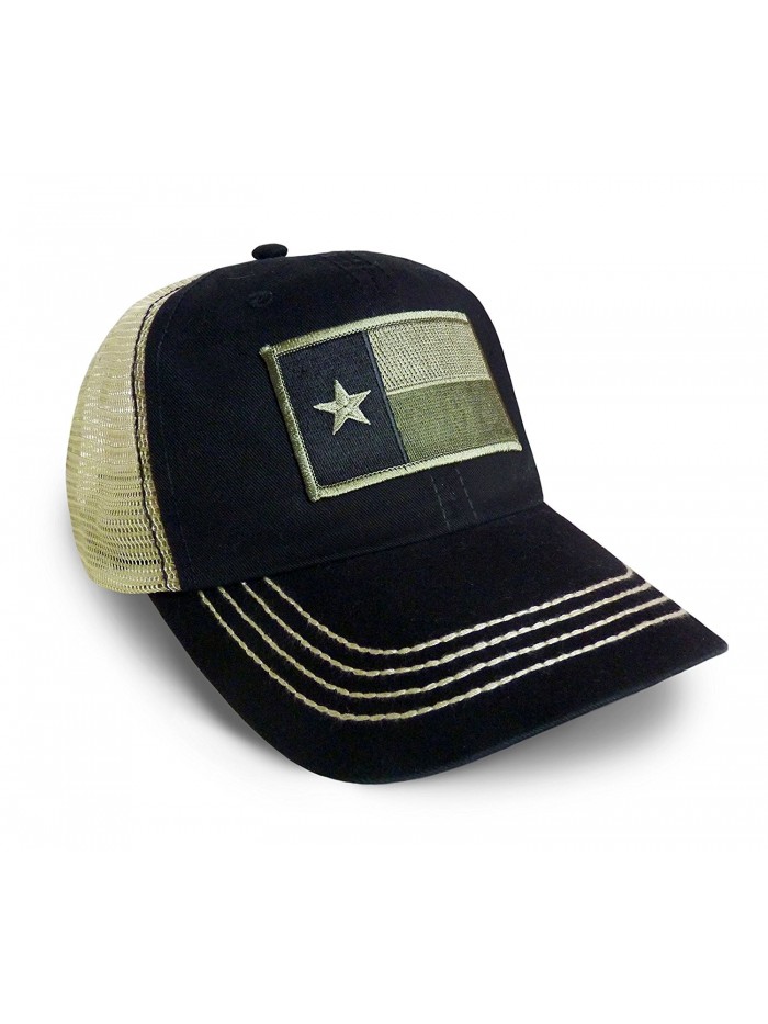 Strange Cargo Tees Texas Flag Olive Drab Black Solid Baseball Cap Hat Adjustable - CQ183K7NKQY