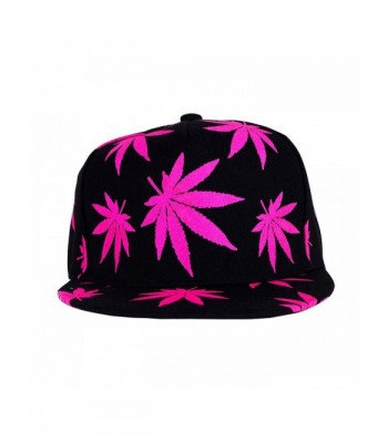 Marijuana Hat Snapback Weed Leaf Baseball Cap Headwear Cannabis Adjustable - Pink - CT12LO13LER