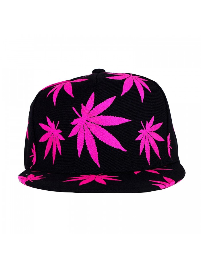 Marijuana Hat Snapback Weed Leaf Baseball Cap Headwear Cannabis Adjustable - Pink - CT12LO13LER