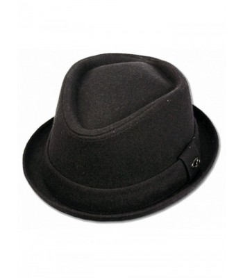 Mens Crushable Wool Felt Solid Black Fedora Hat W/band F1676BK - CY1251HDSOX