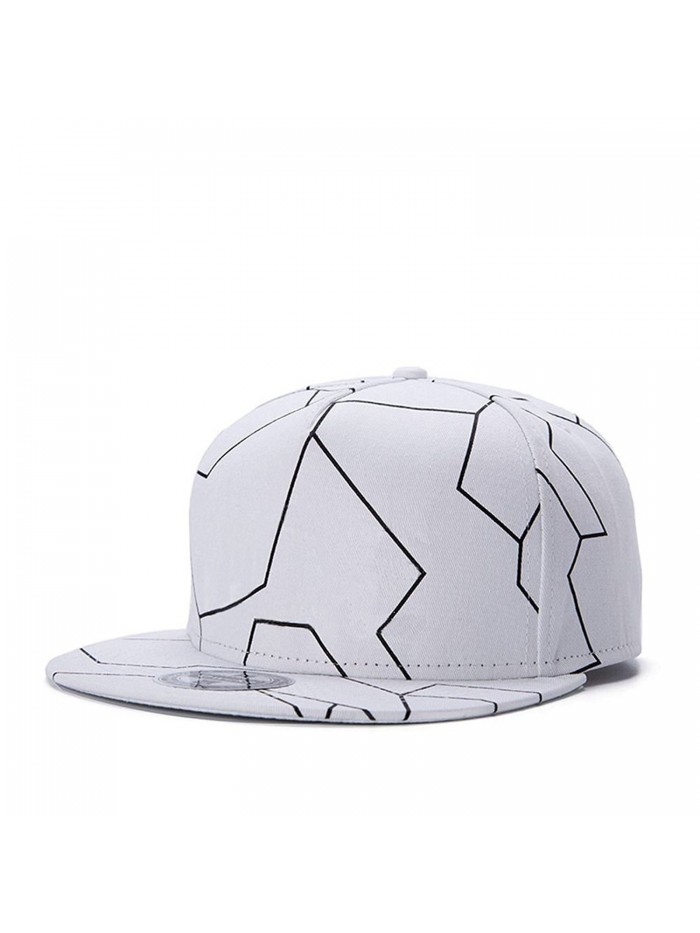 Sunlitro Unisex Flat Bill Hip Hop Hat Snapback Baseball Cap - White 033-1 - C01880E0S7M