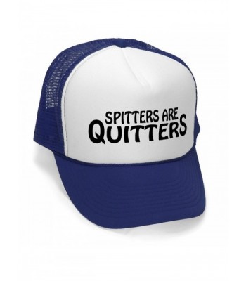 Megashirtz - Spitters Are Quitters - Vintage Style Trucker Hat Retro Mesh Cap - Navy - CH11K7JOOVR