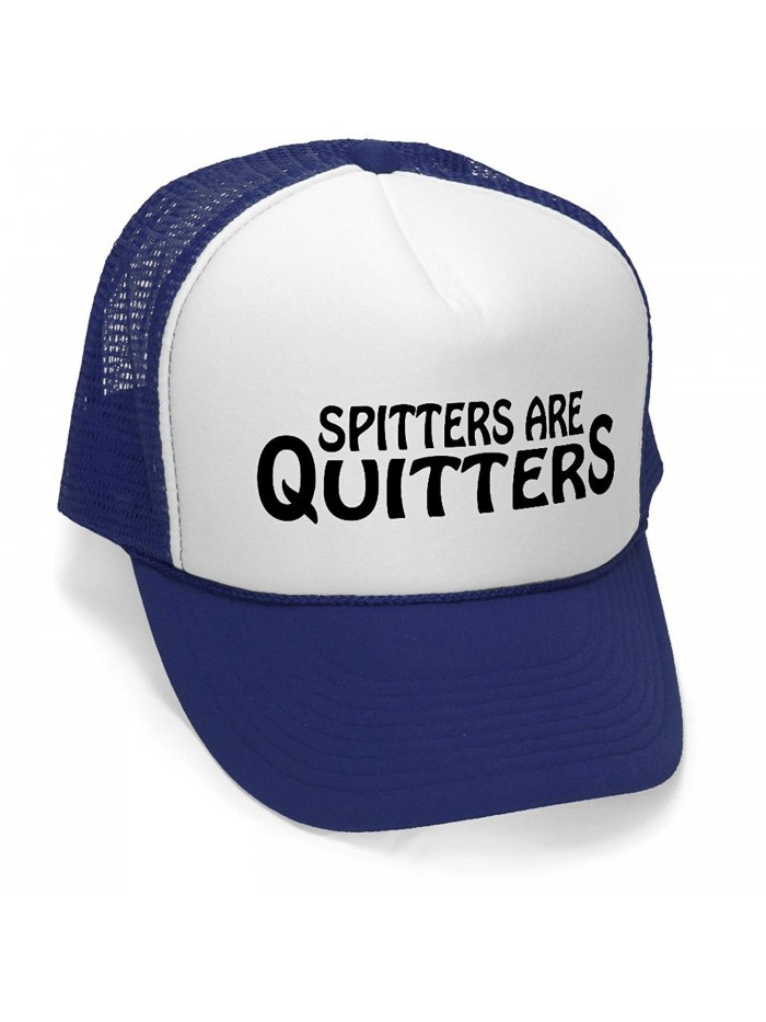 Megashirtz - Spitters Are Quitters - Vintage Style Trucker Hat Retro Mesh Cap - Navy - CH11K7JOOVR