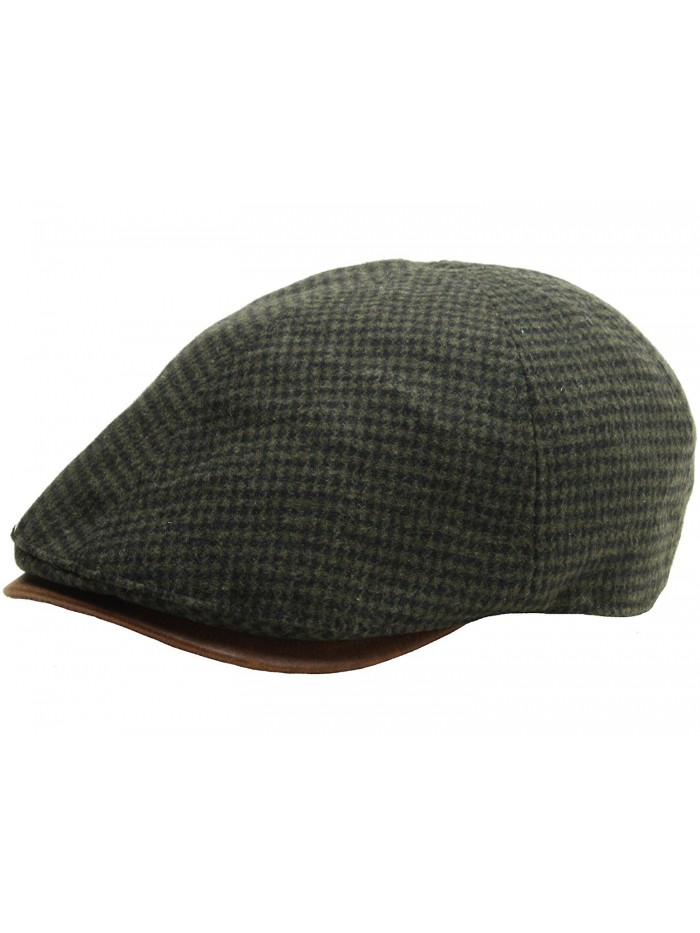 RaOn N267 Houndstooth Pattern Check newsboy Cap Cabbie Flat Golf Gatsby Driving Hat - Green - C812C3ZS8KZ