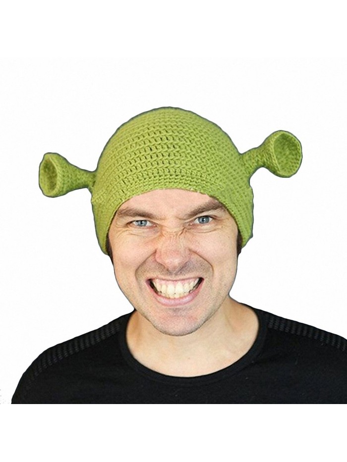 JcxHat Men's Green Funny Monster Ears Crochet Chunky Warm Winter Knit Hat Beanie Skully Cap - CO12O8J2VYS