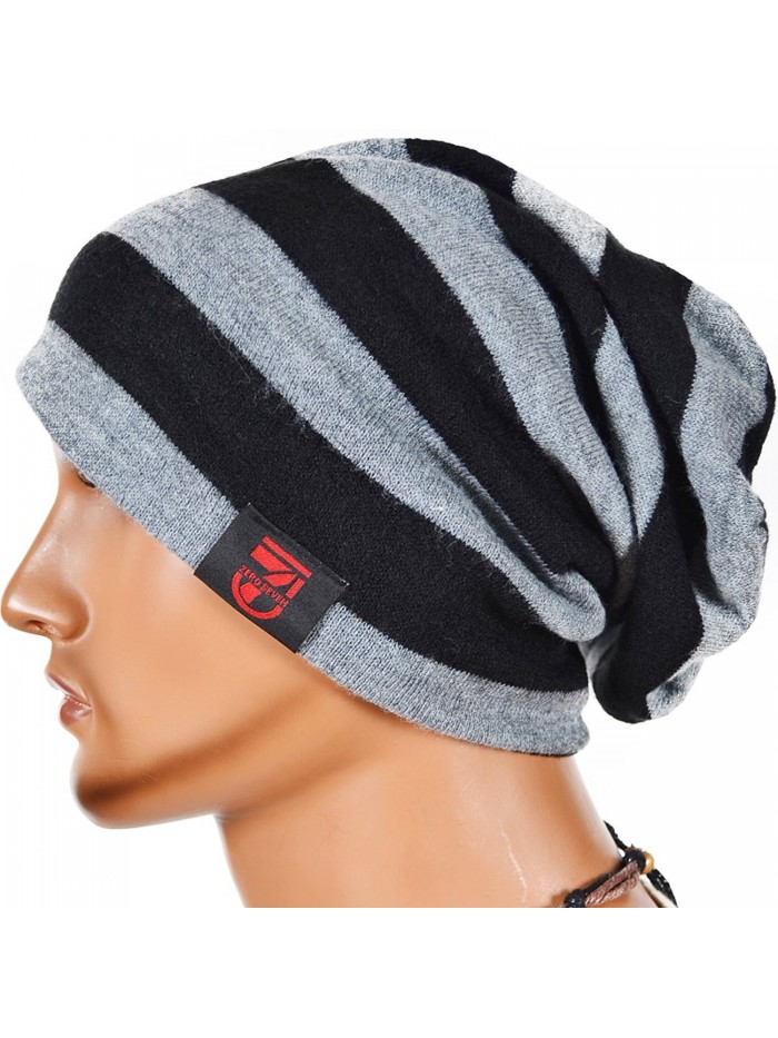 Unisex Toweling Slouch Beanie Hat Knit Skull Cap B0744 - Black - CF11NELJDBL