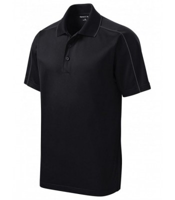 Sport-Tek Mens Micropique Sport-Wick Piped Polo (ST653) - Black/ Iron Grey - CJ11UTOXQ9V