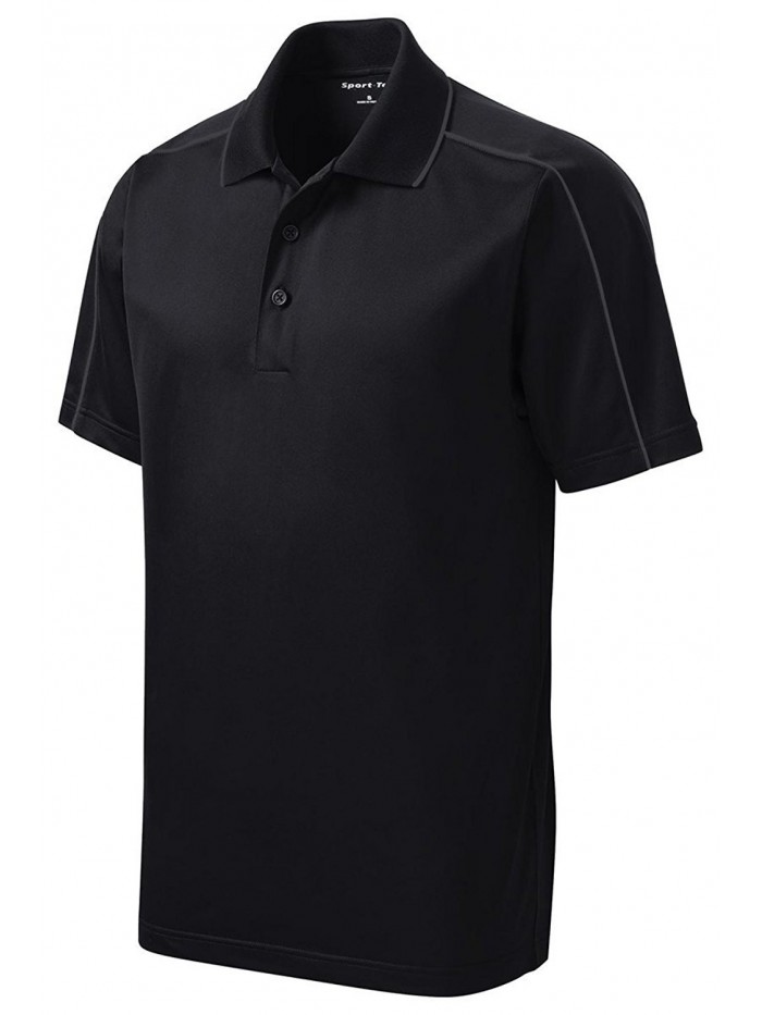 Sport-Tek Mens Micropique Sport-Wick Piped Polo (ST653) - Black/ Iron Grey - CJ11UTOXQ9V