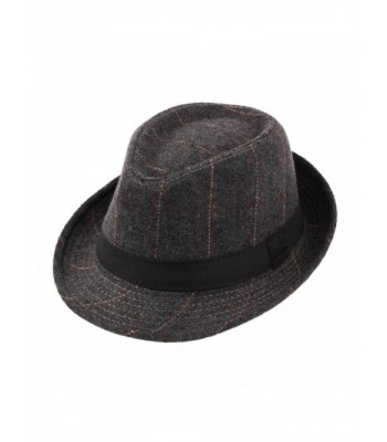 Felt Trilby Hat Men Gentleman Autumn Winter Plaid Fedora Jazz Hats Multicolor - Black - C9185WXO5YH
