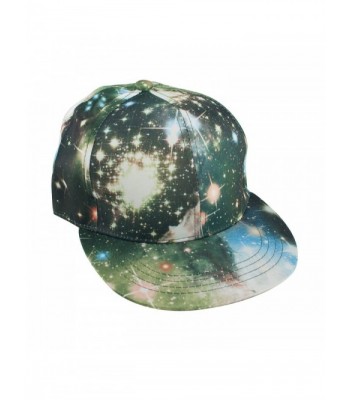 TopTie Unisex Snapback Hat / Flat Bill Baseball Cap- With Space Galaxy Printed - Green - CU125Q961F9