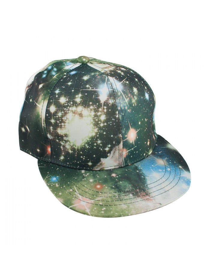 TopTie Unisex Snapback Hat / Flat Bill Baseball Cap- With Space Galaxy Printed - Green - CU125Q961F9