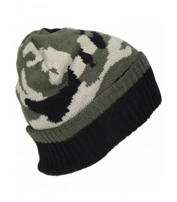 Best Winter Hats Cuffed Camouflage Beanie W/Lining (One Size) - Green Woodland - CM188C0T3ST