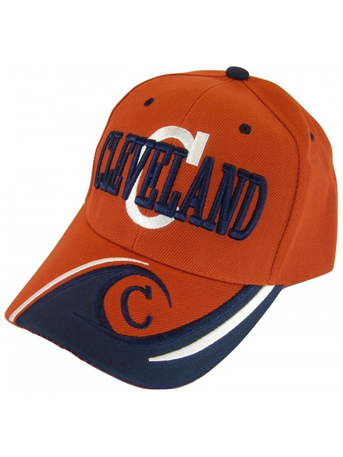 Cleveland Men's C Wave Pattern Adjustable Baseball Cap - Red/Navy - C4186ZGESHG