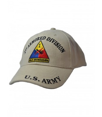 Eagle Emblems Men's 1st Armored Division Tan Embroidered Ball Cap - Tan - CB11WYD7ZB5