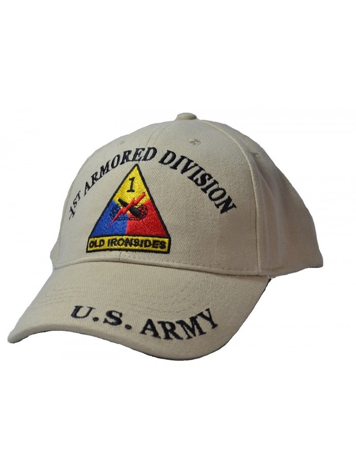 Eagle Emblems Men's 1st Armored Division Tan Embroidered Ball Cap - Tan - CB11WYD7ZB5