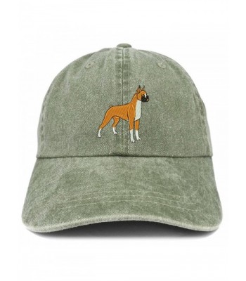 Trendy Apparel Shop Boxer Embroidered Dog Theme Low Profile Dad Hat Cotton Cap - Olive - C3185LTMHWS