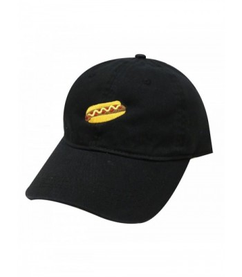 City Hunter C104 Hotdog Cotton Baseball Dad Caps 14 Colors - Black - CB12LQ2GBC3