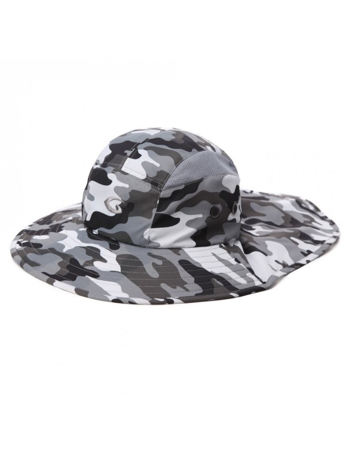 Siggi Unisex Neck Flap Sunhat UPF50+ Foldable with Chin Cord Mesh Lining Summer - 89057_Camo Gray - C8185ES5XH0