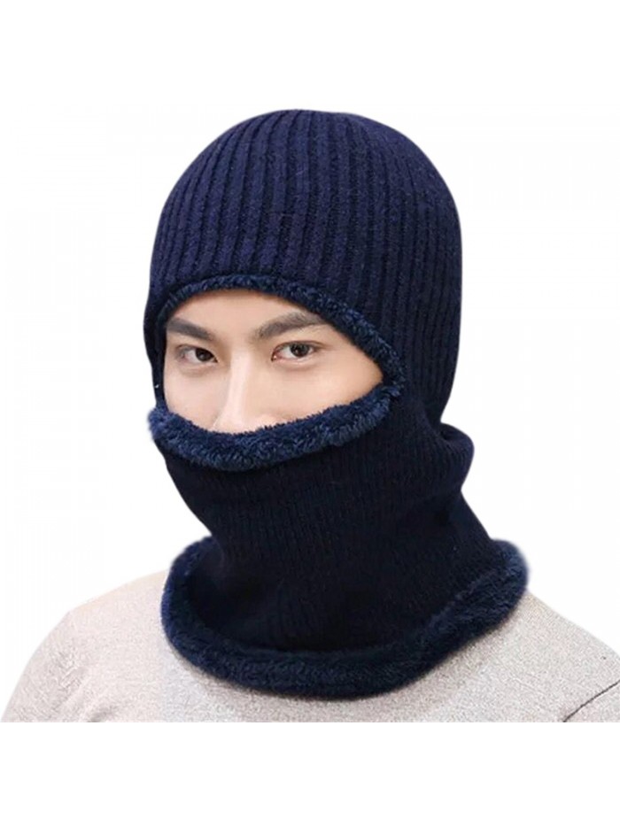 JOYEBUY Warm Knitted Balaclava Beanie Hat Windproof Ski Face Mask Winter Hats - Navy Blue - CN187GSLK8N