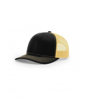 Richardson Black/Vegas Gold 112 Mesh Back Trucker Cap Snapback Hat w/THP No Sweat Headliner - CH185KI8QKE