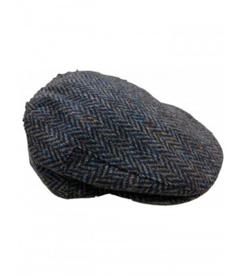 Irish Tweed Flat Cap (L (7 3/8)- Blue Fleck/Herringbone) - CN12NW3HRSI