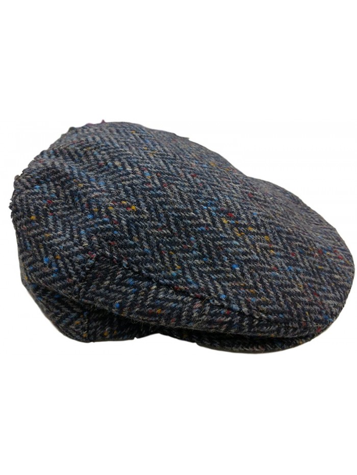 Irish Tweed Flat Cap (L (7 3/8)- Blue Fleck/Herringbone) - CN12NW3HRSI