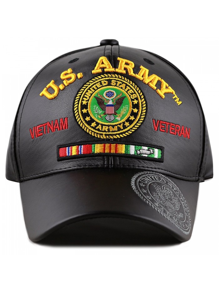 THE HAT DEPOT Official Licensed 3D Embroidered Soft Faux Leather Veteran Military Cap - U.s.army-black Vietnam - C2189NT3WMI