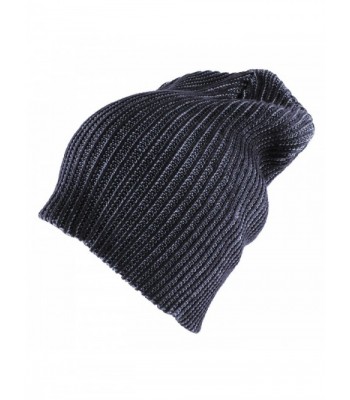 Morehats Two Tone Slouchy Knit Beanie Warm Winter Skater Ski Hip-hop Hat - Navy - CJ11PKZLHIB