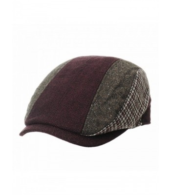 WITHMOONS Flat Cap Knitted Vertical Stripes Houndtooth IVY Hat LD3809 - Wine - CT186W2W6Q4