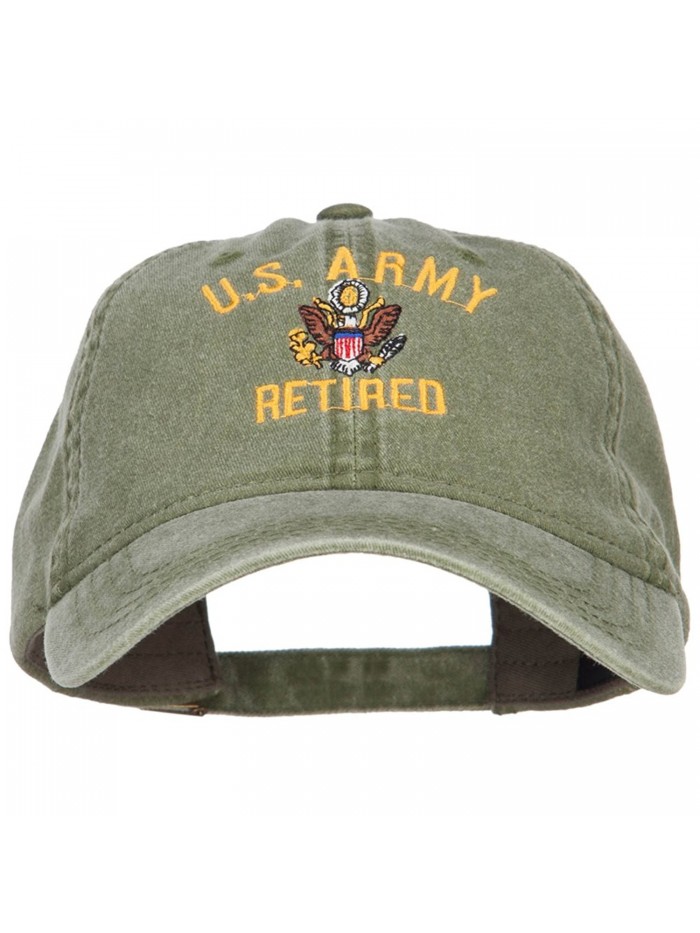 US Army Retired Military Embroidered Washed Cap - Olive - CP185ODOT6Z