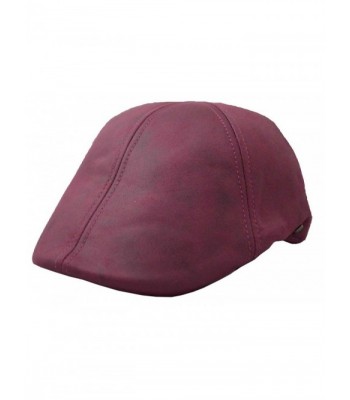 Epoch Men's Leather Feel Ivy Newsboy Duckbill Cap Hat - Burgundy - CP17YH9R9M0