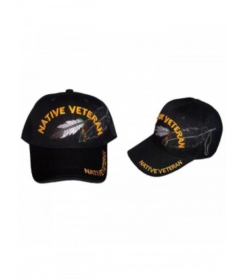 Native Veteran Military Feather Baseball Caps Hats Embroidered (ACapNp482) - CW17YGLYHM5