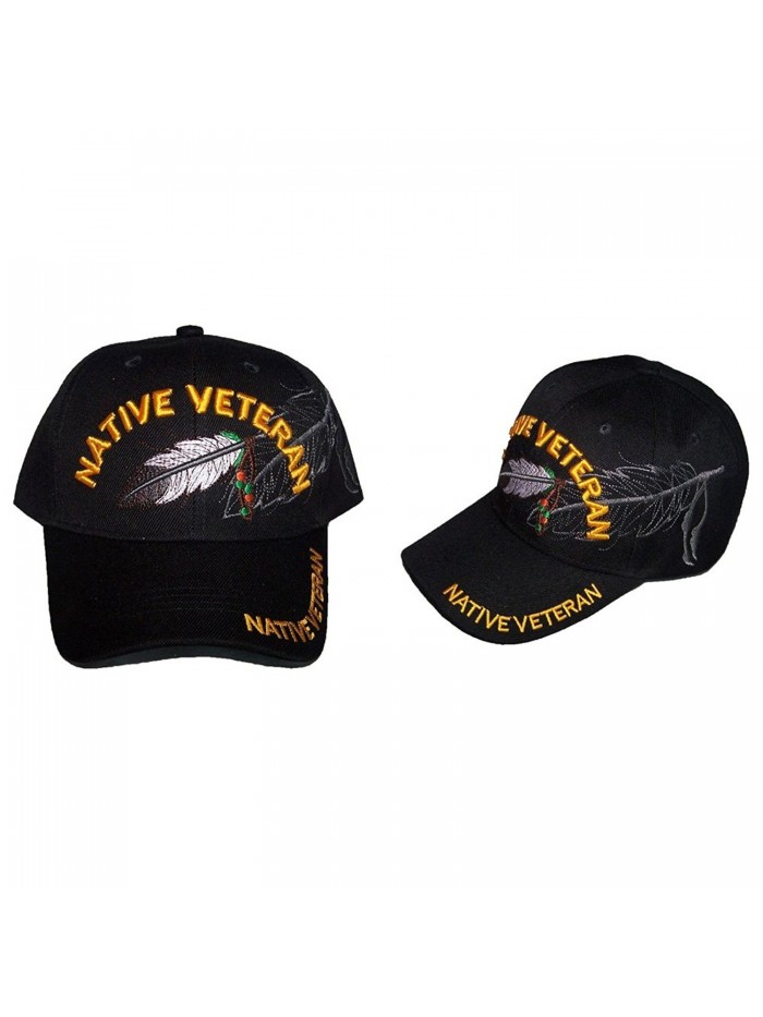 Native Veteran Military Feather Baseball Caps Hats Embroidered (ACapNp482) - CW17YGLYHM5