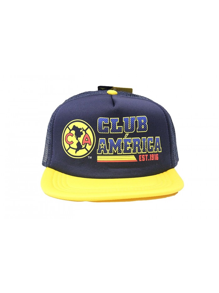 Club America Flat Brim Hat Cap Trucker Style C5A03 - Navy Blue - C212DI1GXC3