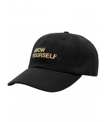 FGSS Mens Know Yourself Embroidery Adjustable Strapback Dad Hat Baseball Cap - Black - CN12MZB75SH