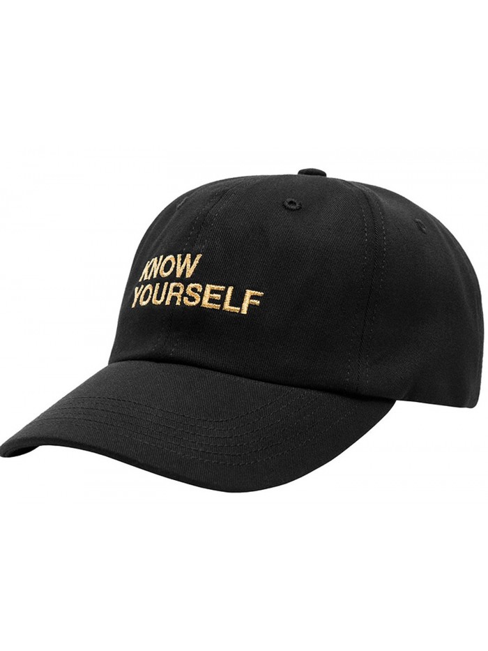 FGSS Mens Know Yourself Embroidery Adjustable Strapback Dad Hat Baseball Cap - Black - CN12MZB75SH