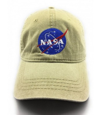 NASA MEATBALL LOGO EMBROIDERED WASHED SPACE DAD CAP - Khaki - CB1856UTITD