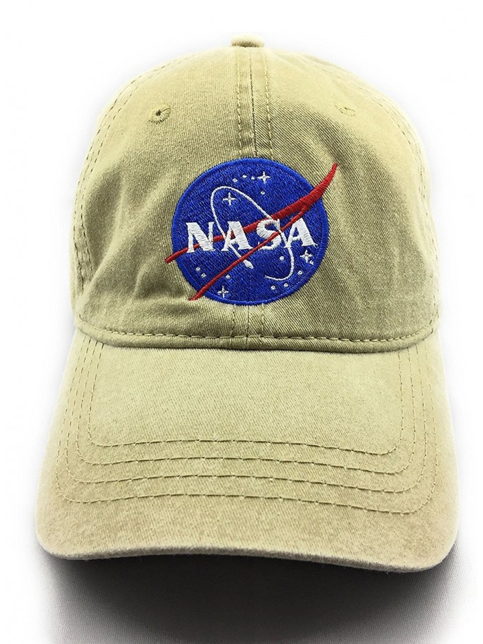 NASA MEATBALL LOGO EMBROIDERED WASHED SPACE DAD CAP - Khaki - CB1856UTITD