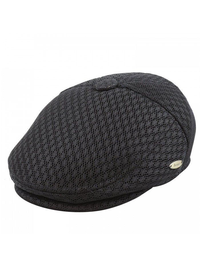 THE HAT DEPOT Light Weight Soft Cool Mesh newsboy Gatsby Cabbie IVY Golf Hat - Black - CG12JJZHDVH