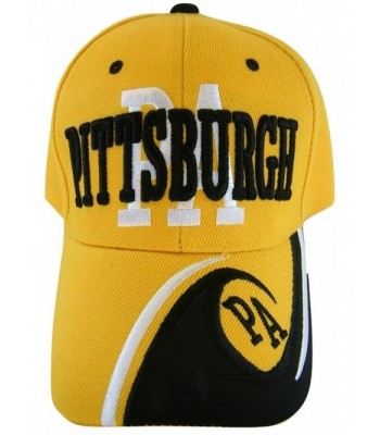 Pittsburgh Men's PA Wave Pattern Adjustable Baseball Cap - Gold/Black - CJ17WYULLUY